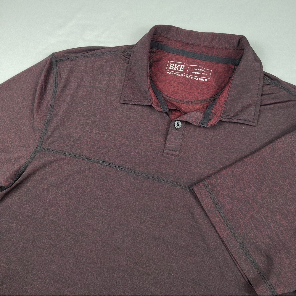 BKE Buckle Performance Polo Shirt Men's XL Burgundy Heather Stretch Golf